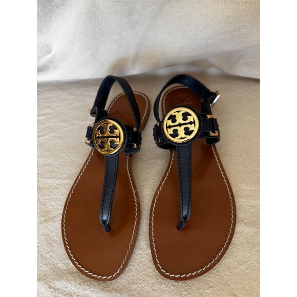 Tory Burch Cassia flat thong sandals in black - size 8 - Picture 1 of 7